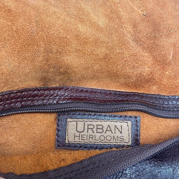 Artisan Bag by Urban Heirlooms Brown Leather Velvet Lace Red Rose Accent Clutch - Picture 5 of 10